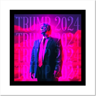 Vaporwave Retrowave Synthwave Donald Trump 2024 President Election Republican Conservative Posters and Art